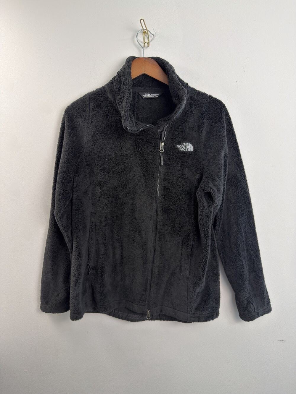 The North Face Fuzzy Fleece Osito Black Full Zip Jacket Logo Women Size Medium